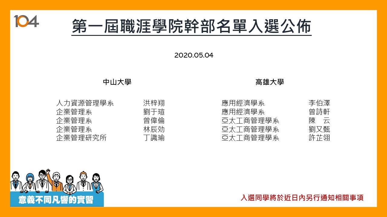 活動錄取名單